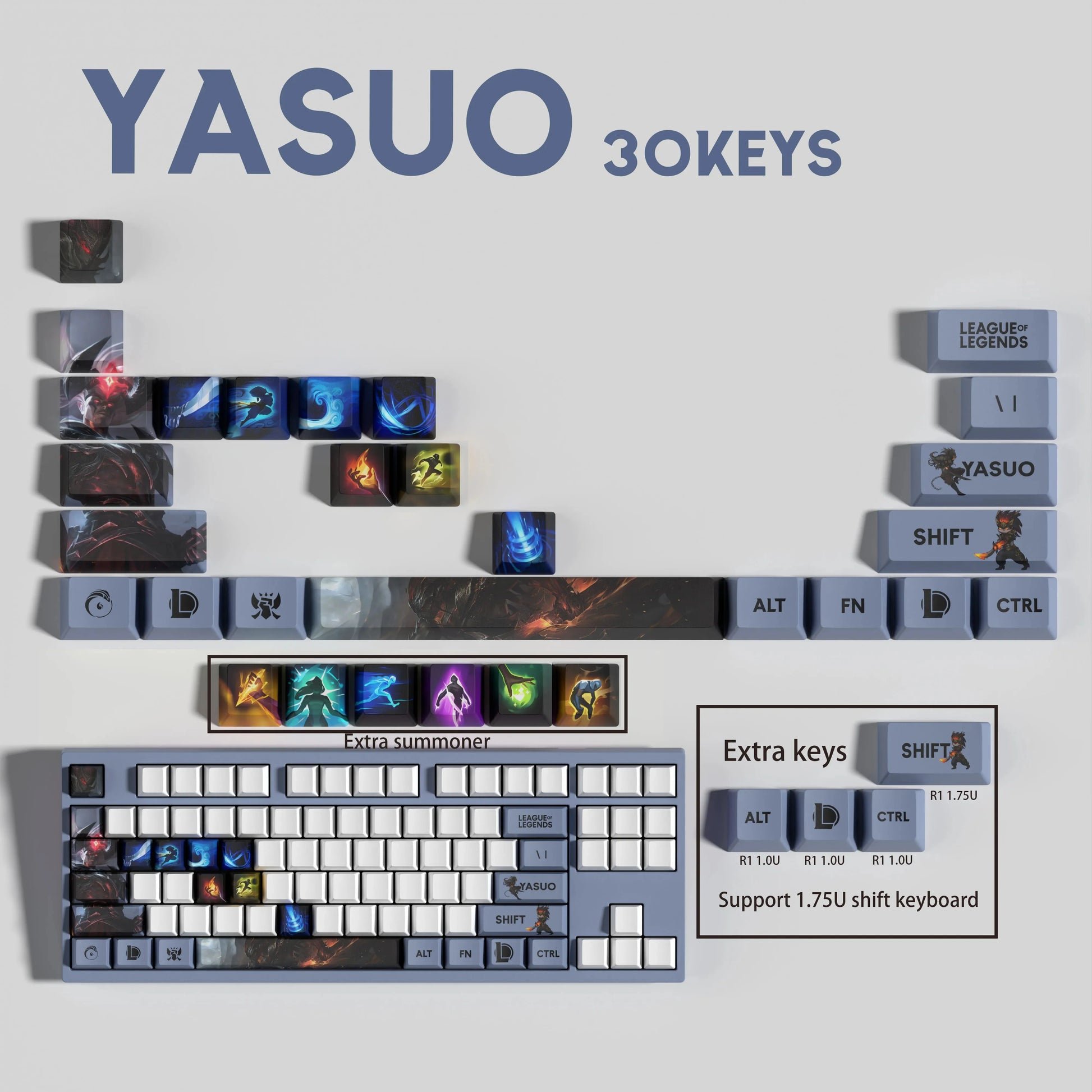 SPECIAL EDITION LEAGUE OF LEGENDS Yasuo KEYCAPS – 30, 14, 12 keys