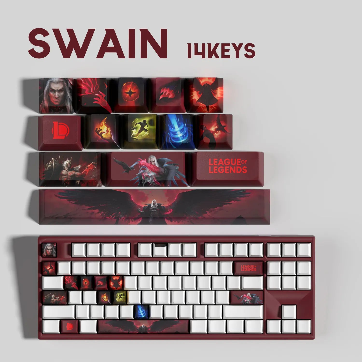 SPECIAL EDITION LEAGUE OF LEGENDS Swain KEYCAPS – 30, 14, 12 keys