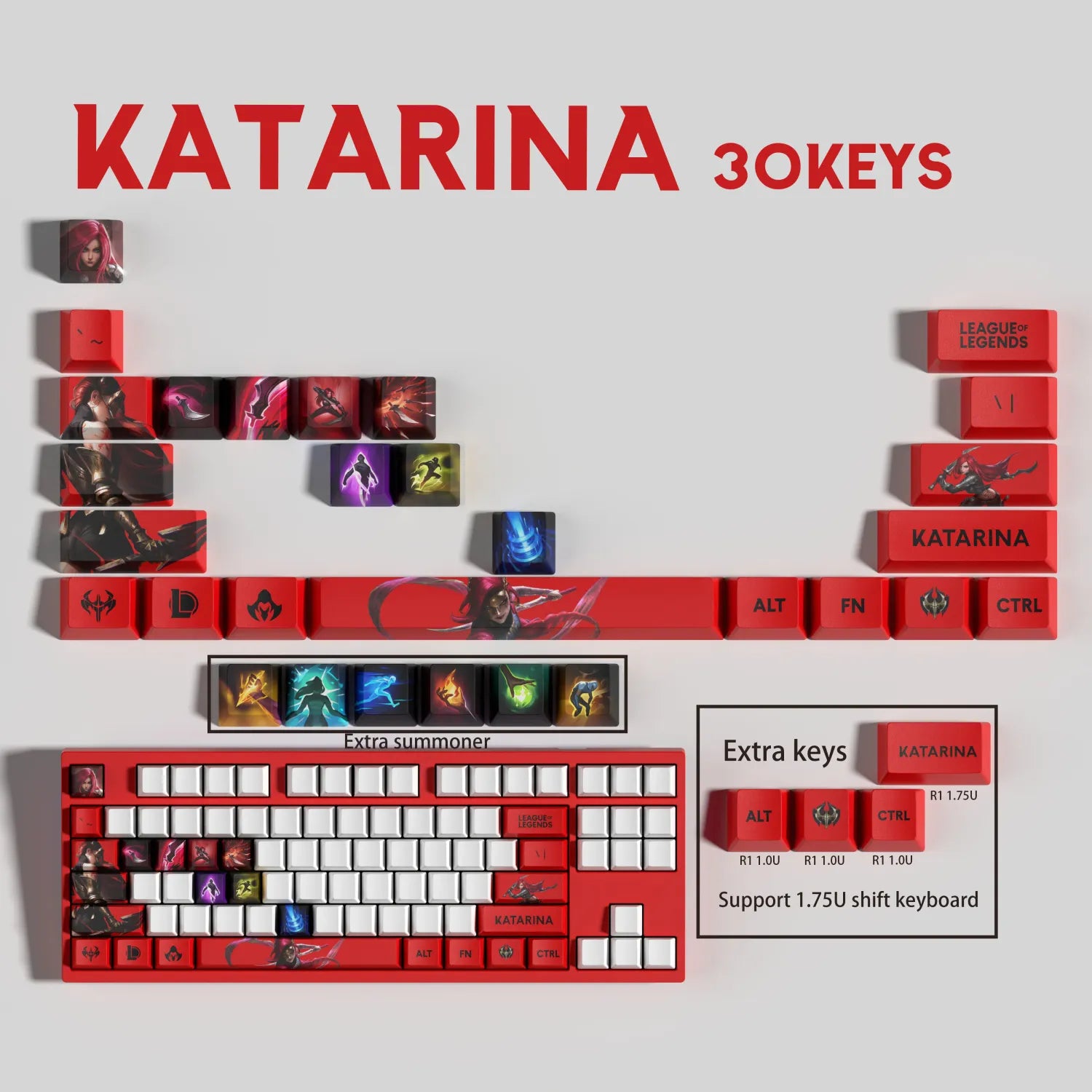 SPECIAL EDITION LEAGUE OF LEGENDS Katarina KEYCAPS – 30, 14, 12 keys