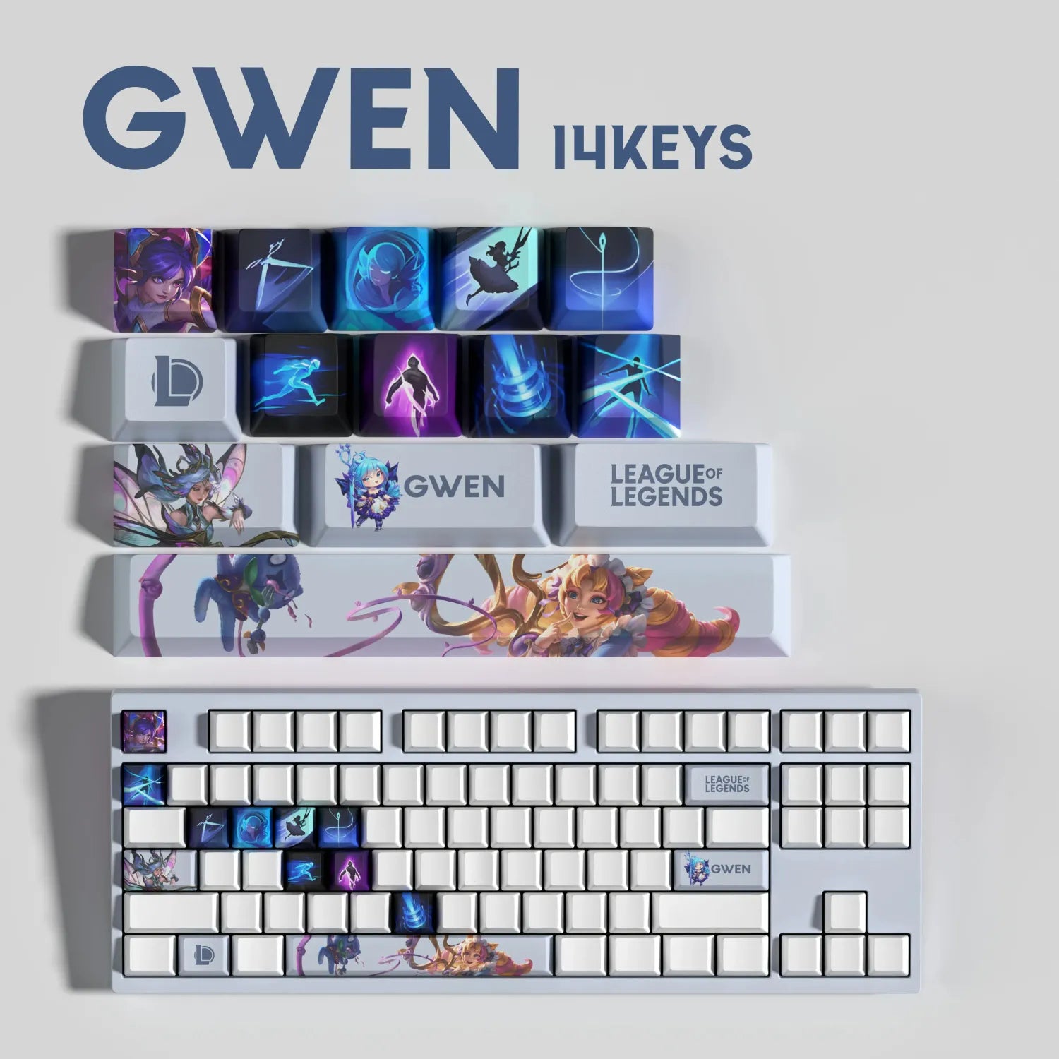 SPECIAL EDITION LEAGUE OF LEGENDS Gwen KEYCAPS – 30, 14, 12 keys