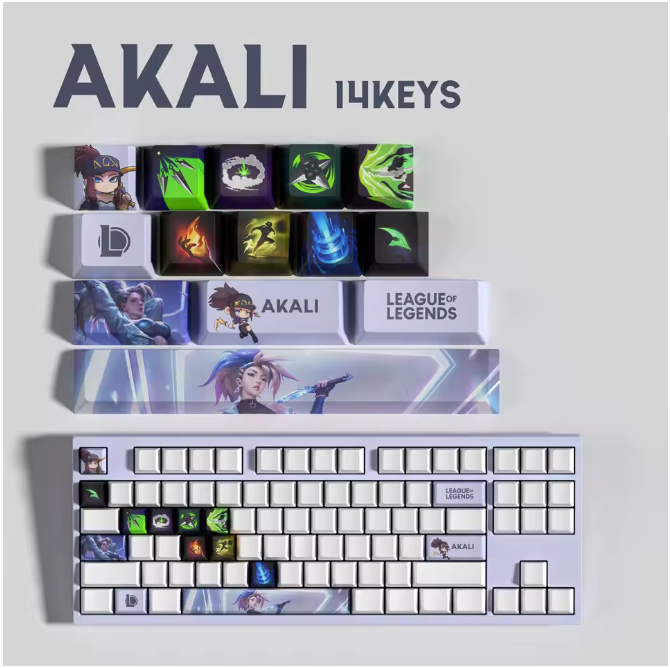 SPECIAL EDITION LEAGUE OF LEGENDS Akali KEYCAPS – 30, 14, 12 keys