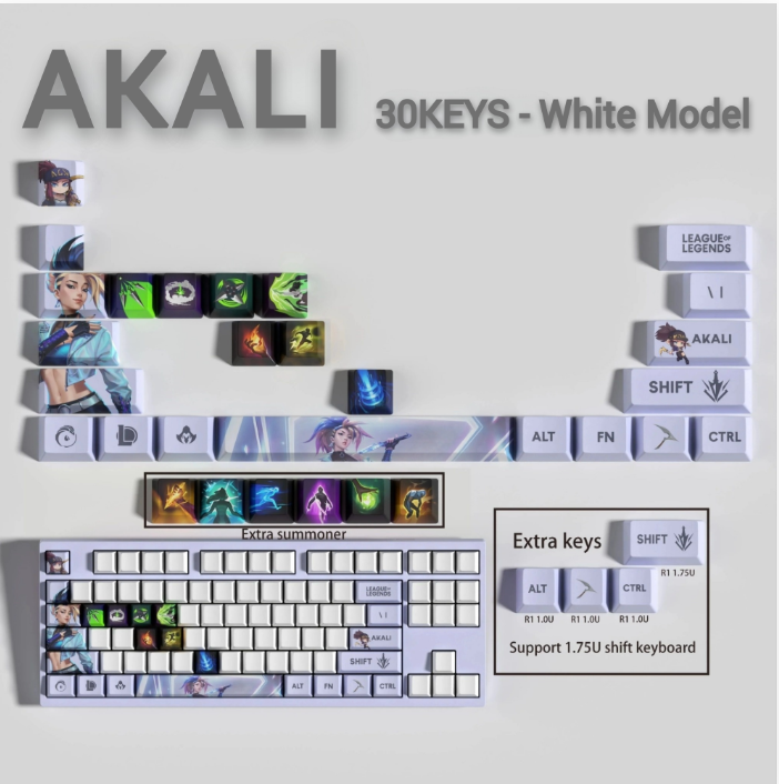 SPECIAL EDITION LEAGUE OF LEGENDS Akali KEYCAPS – 30, 14, 12 keys