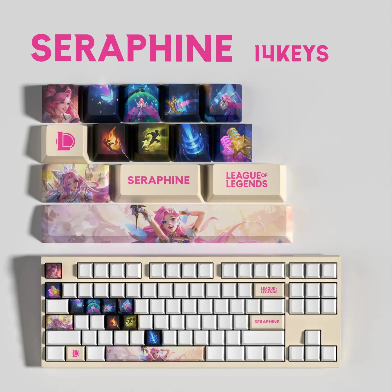 SPECIAL EDITION LEAGUE OF LEGENDS Seraphine KEYCAPS – 30,14, 12 Keys