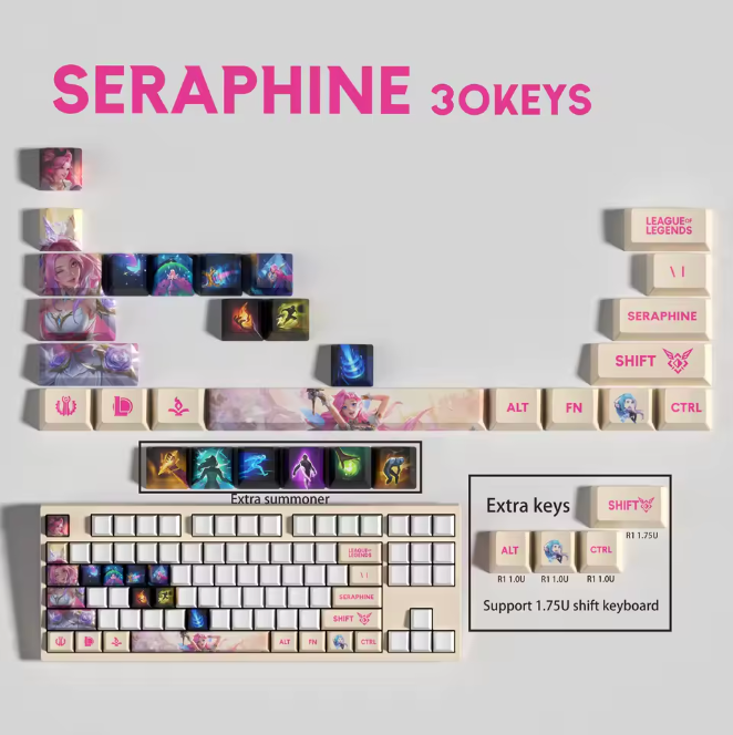 SPECIAL EDITION LEAGUE OF LEGENDS Seraphine KEYCAPS – 30,14, 12 Keys