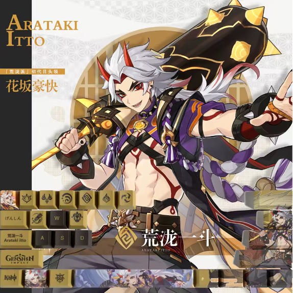 Genshin Impact Arataki Itto Keycaps – Limited Edition (29 Keys)