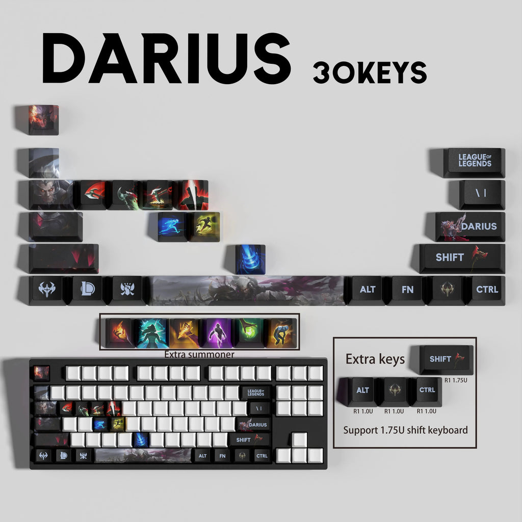 SPECIAL EDITION LEAGUE OF LEGENDS Darius KEYCAPS – 30, 14, 12 keys
