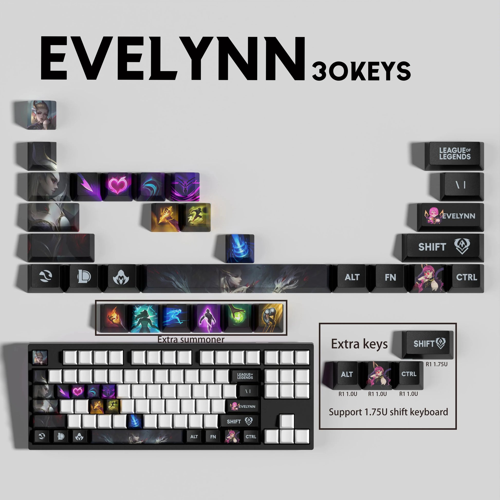 SPECIAL EDITION LEAGUE OF LEGENDS Evelynn KEYCAPS – 30, 14, 12 keys