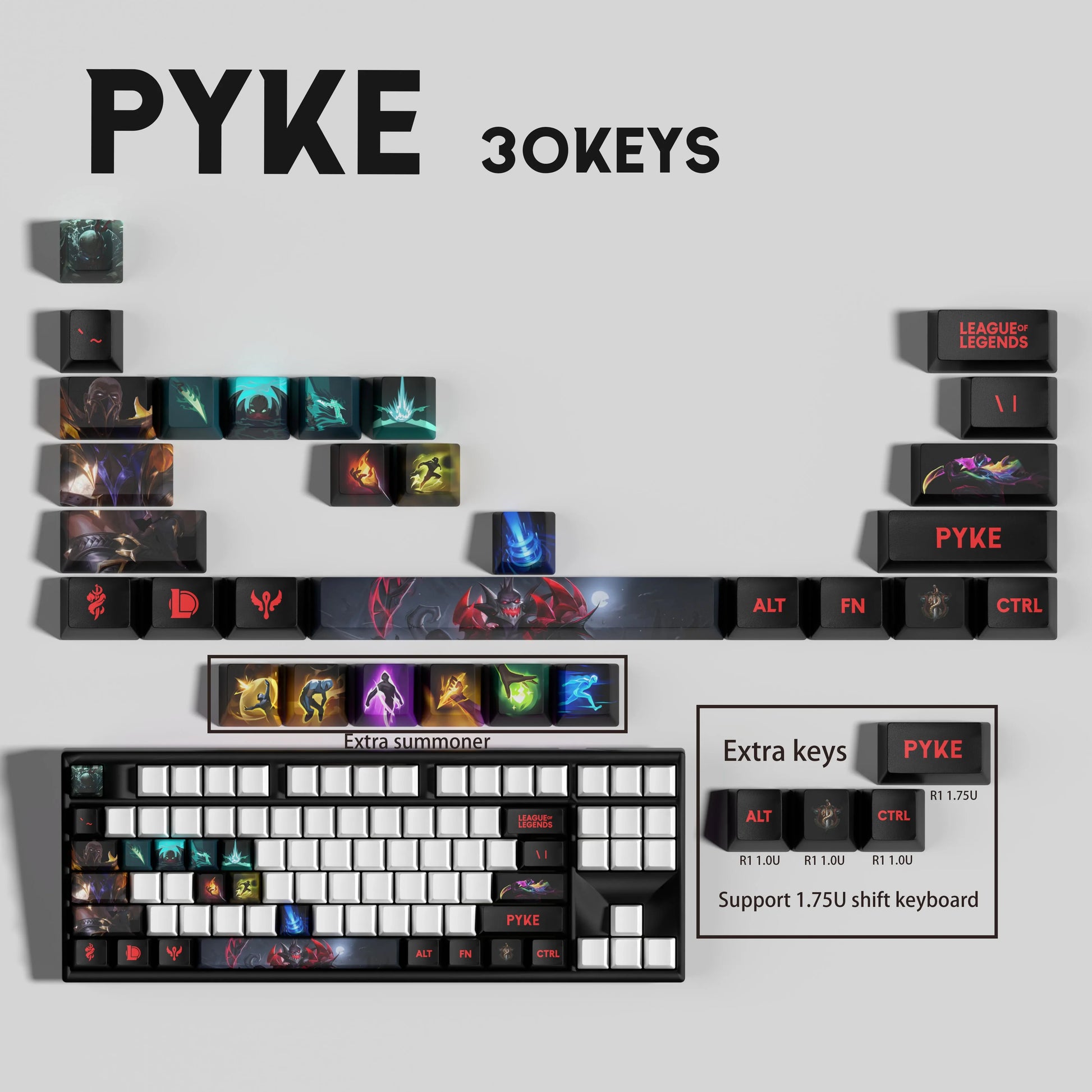SPECIAL EDITION LEAGUE OF LEGENDS Pyke KEYCAPS – 30, 14, 12 keys