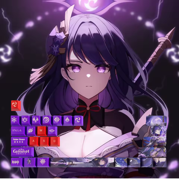 Genshin Impact Raiden Shogun Keycaps – Limited Edition (29 Keys)