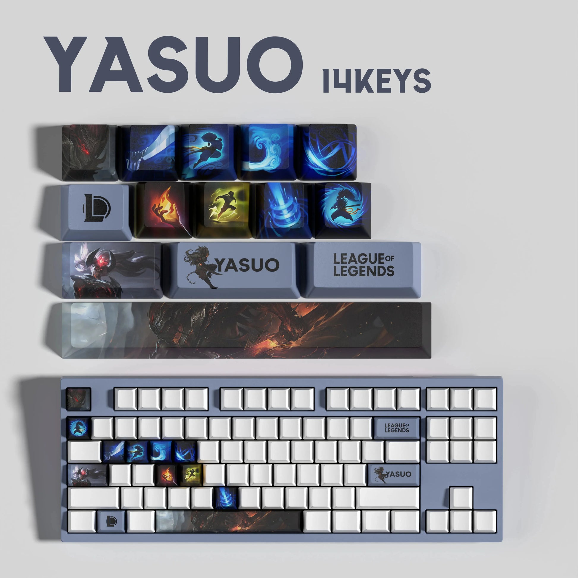 SPECIAL EDITION LEAGUE OF LEGENDS Yasuo KEYCAPS – 30, 14, 12 keys
