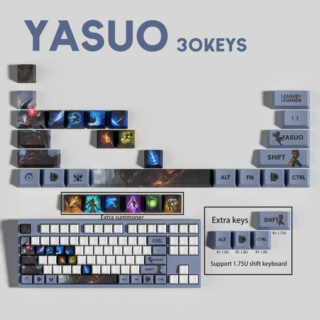 SPECIAL EDITION LEAGUE OF LEGENDS Yasuo KEYCAPS – 30, 14, 12 keys