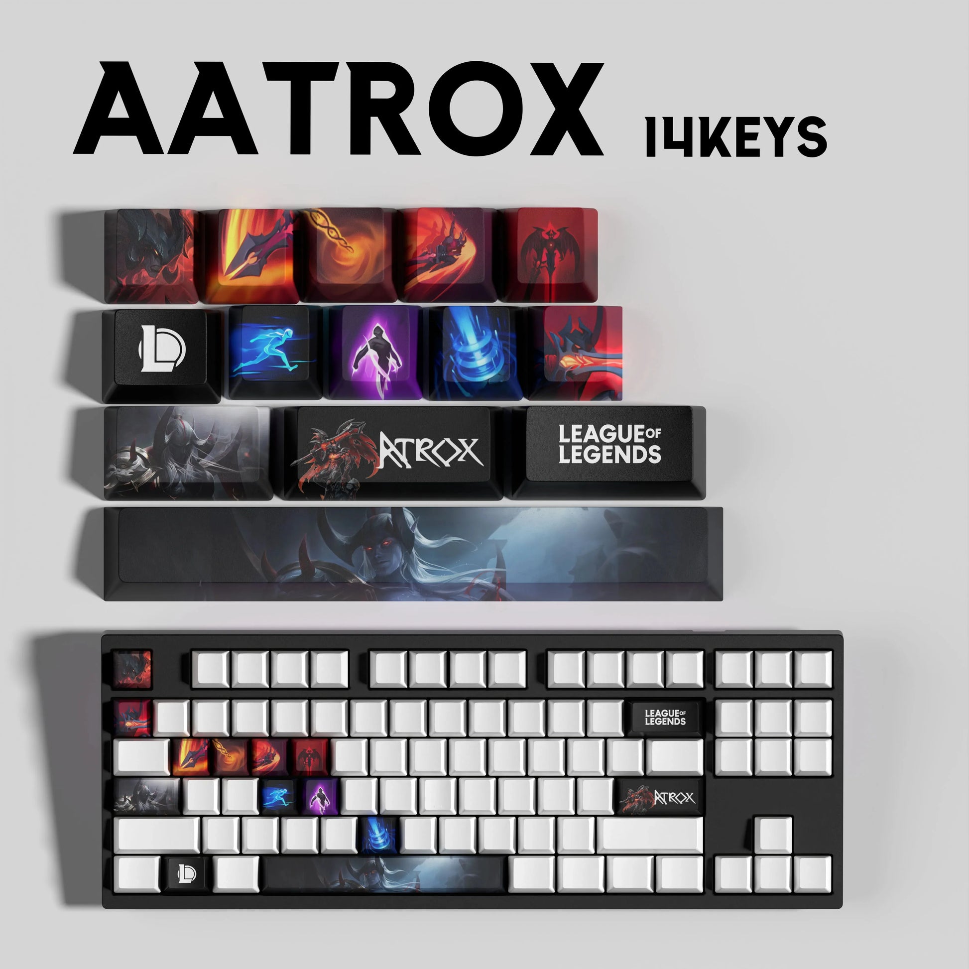 SPECIAL EDITION LEAGUE OF LEGENDS Aatrox KEYCAPS – 30, 14, 12 keys