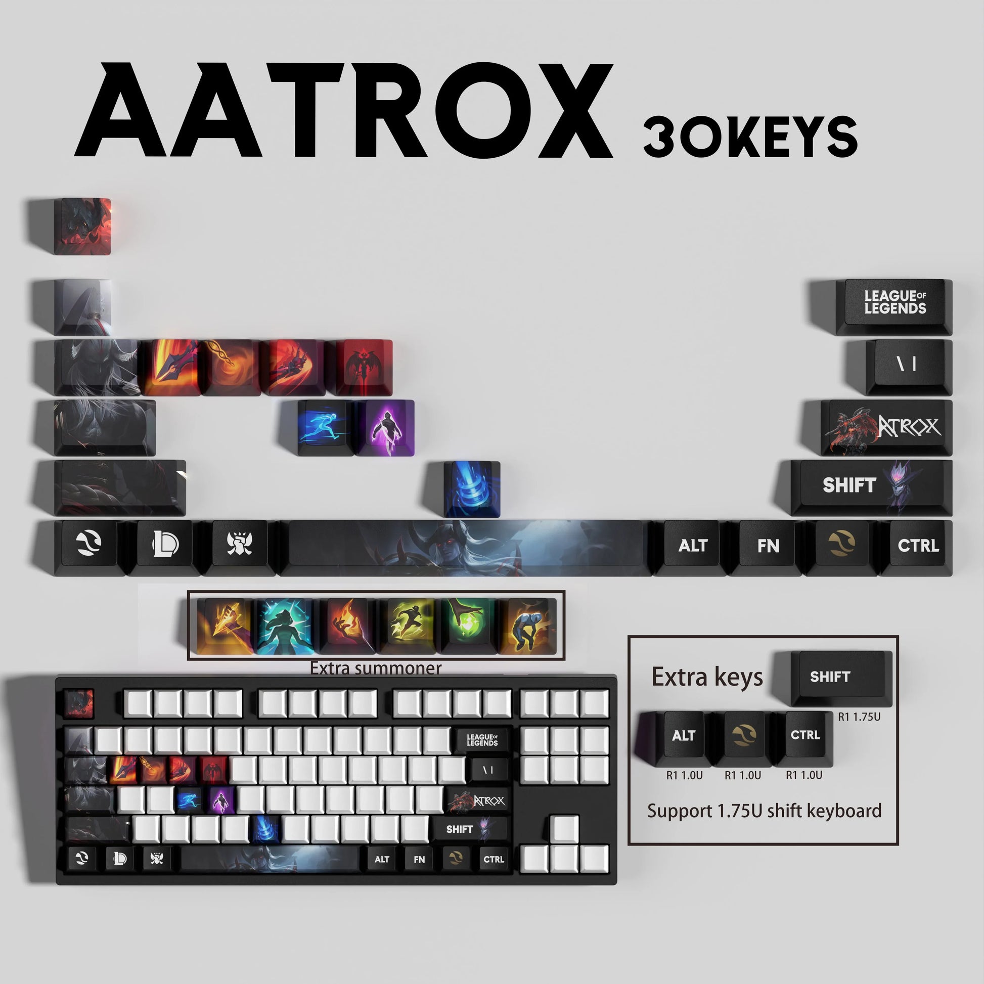 SPECIAL EDITION LEAGUE OF LEGENDS Aatrox KEYCAPS – 30, 14, 12 keys