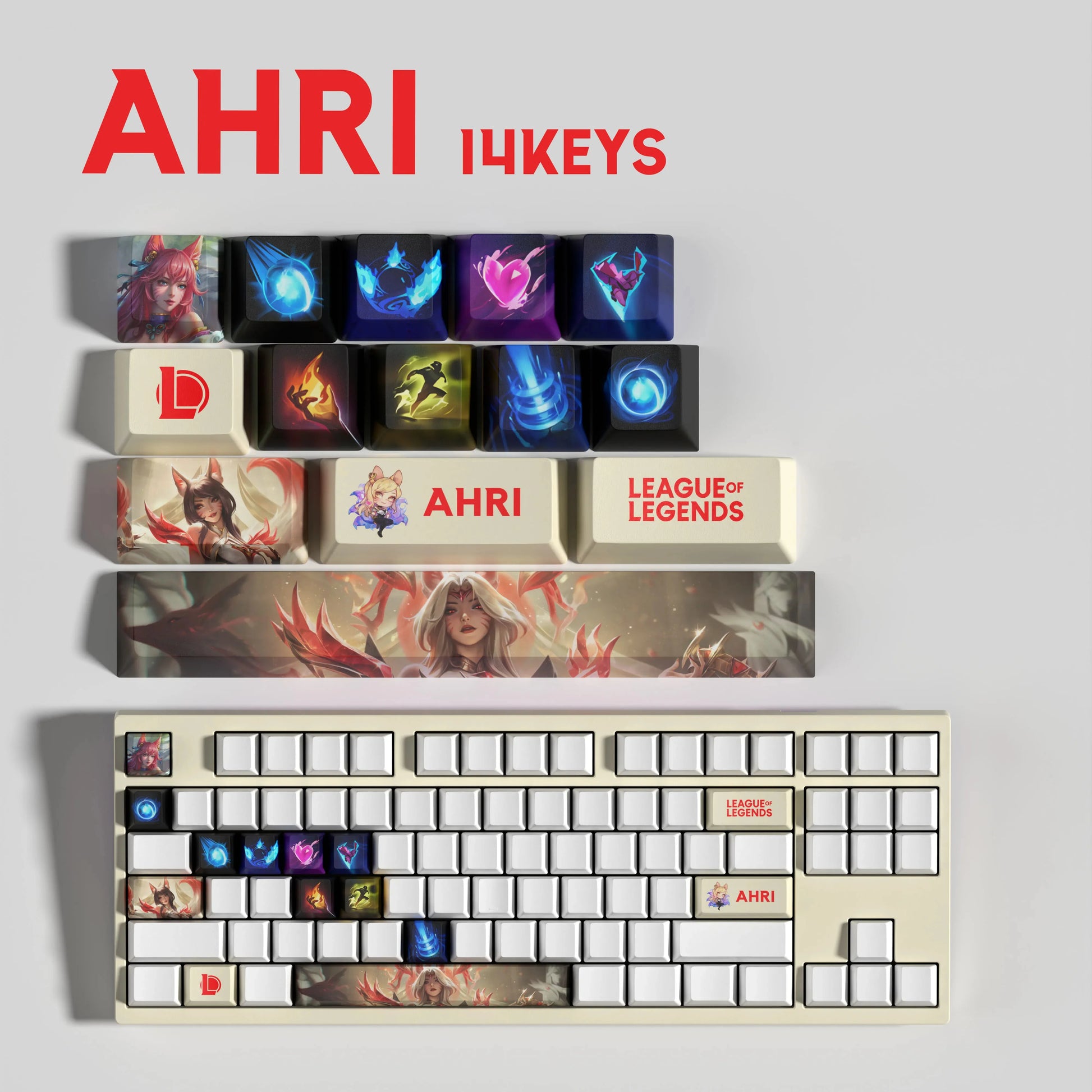 SPECIAL EDITION LEAGUE OF LEGENDS Ahri KEYCAPS – 30, 14, 12 keys