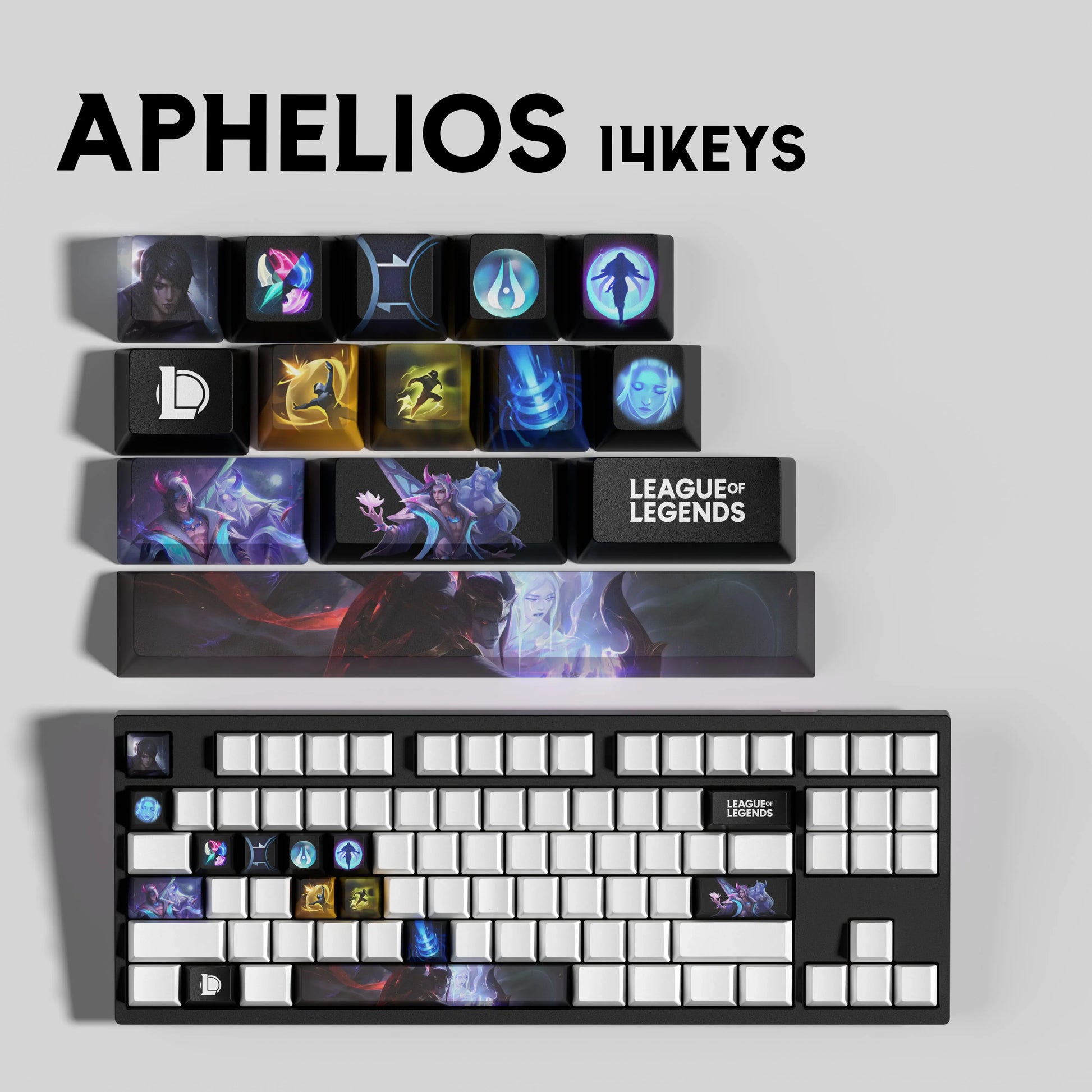 SPECIAL EDITION LEAGUE OF LEGENDS Aphelios KEYCAPS – 30, 14, 12 keys