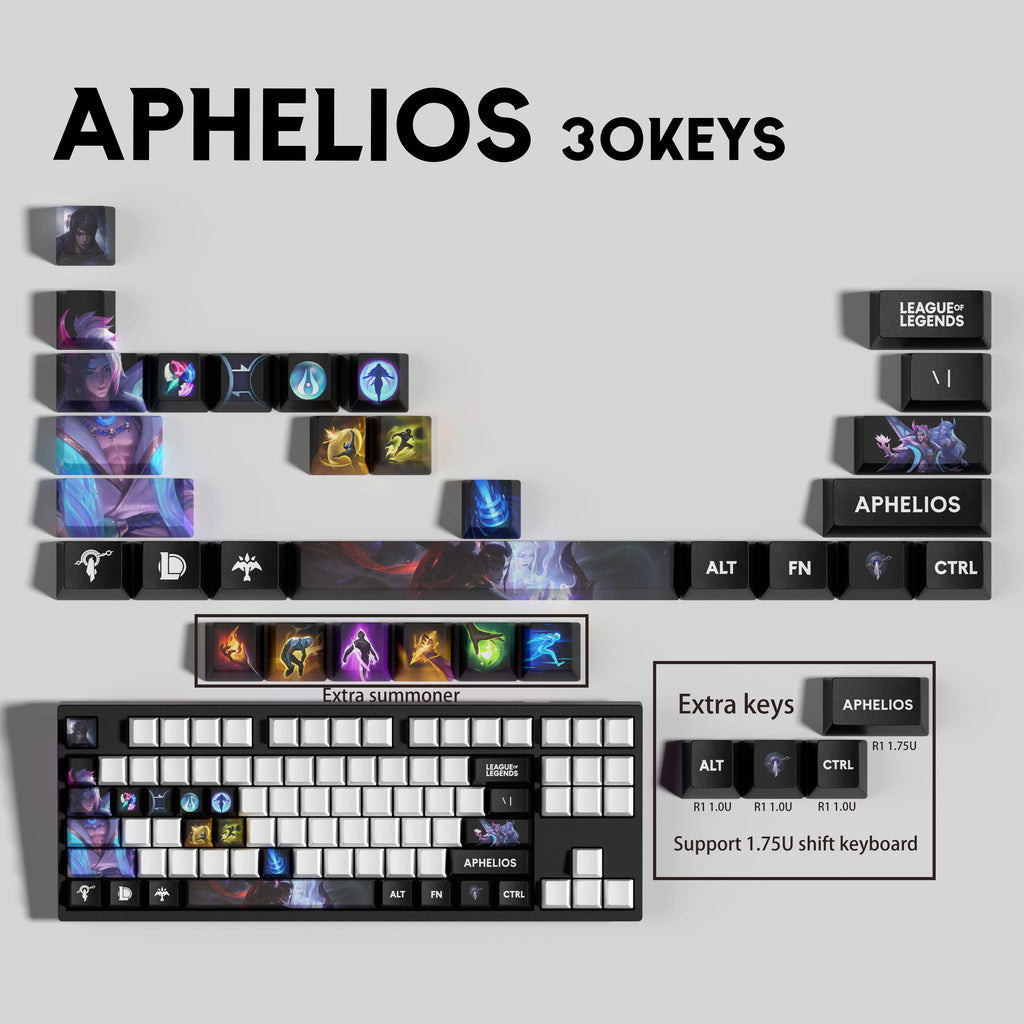 SPECIAL EDITION LEAGUE OF LEGENDS Aphelios KEYCAPS – 30, 14, 12 keys