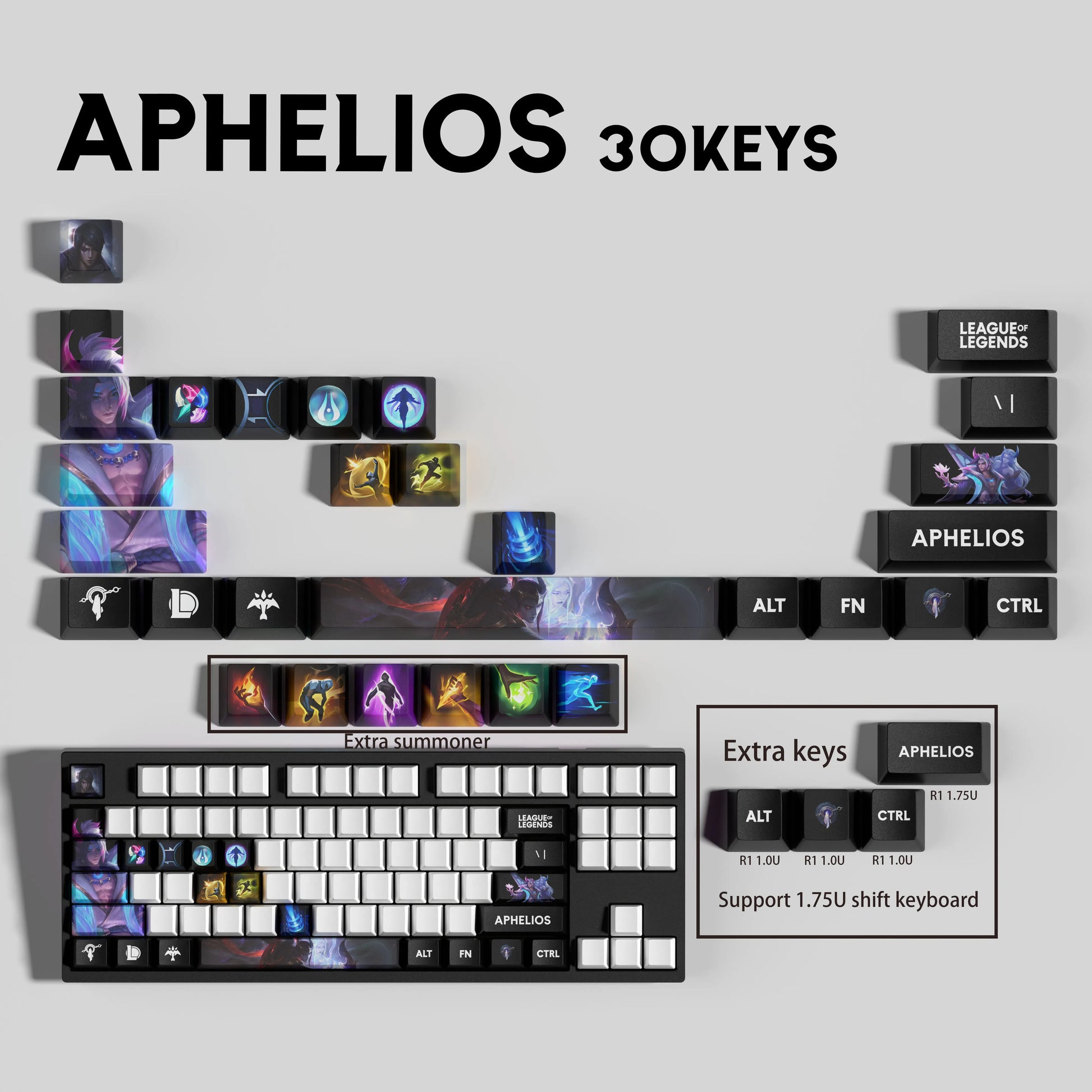 SPECIAL EDITION LEAGUE OF LEGENDS Aphelios KEYCAPS – 30, 14, 12 keys