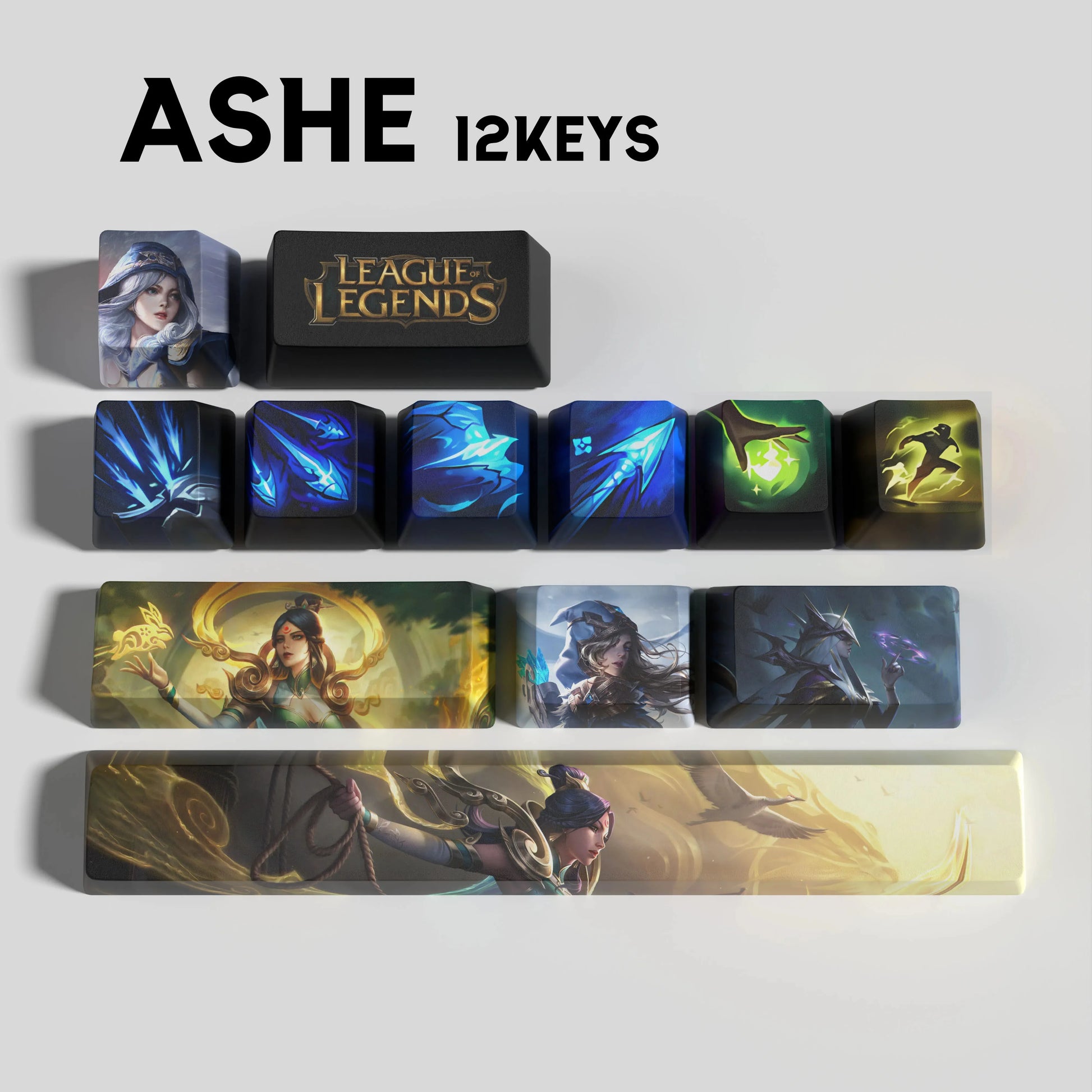 SPECIAL EDITION LEAGUE OF LEGENDS Ashe KEYCAPS – 30, 14, 12 keys