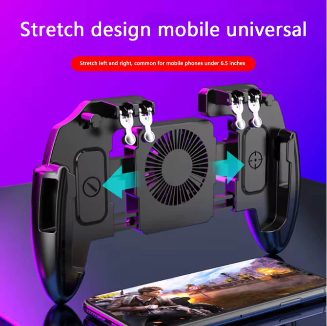 PUBG Mobile Gaming Controller with Cooling Fan – Pro 6-Finger Setup