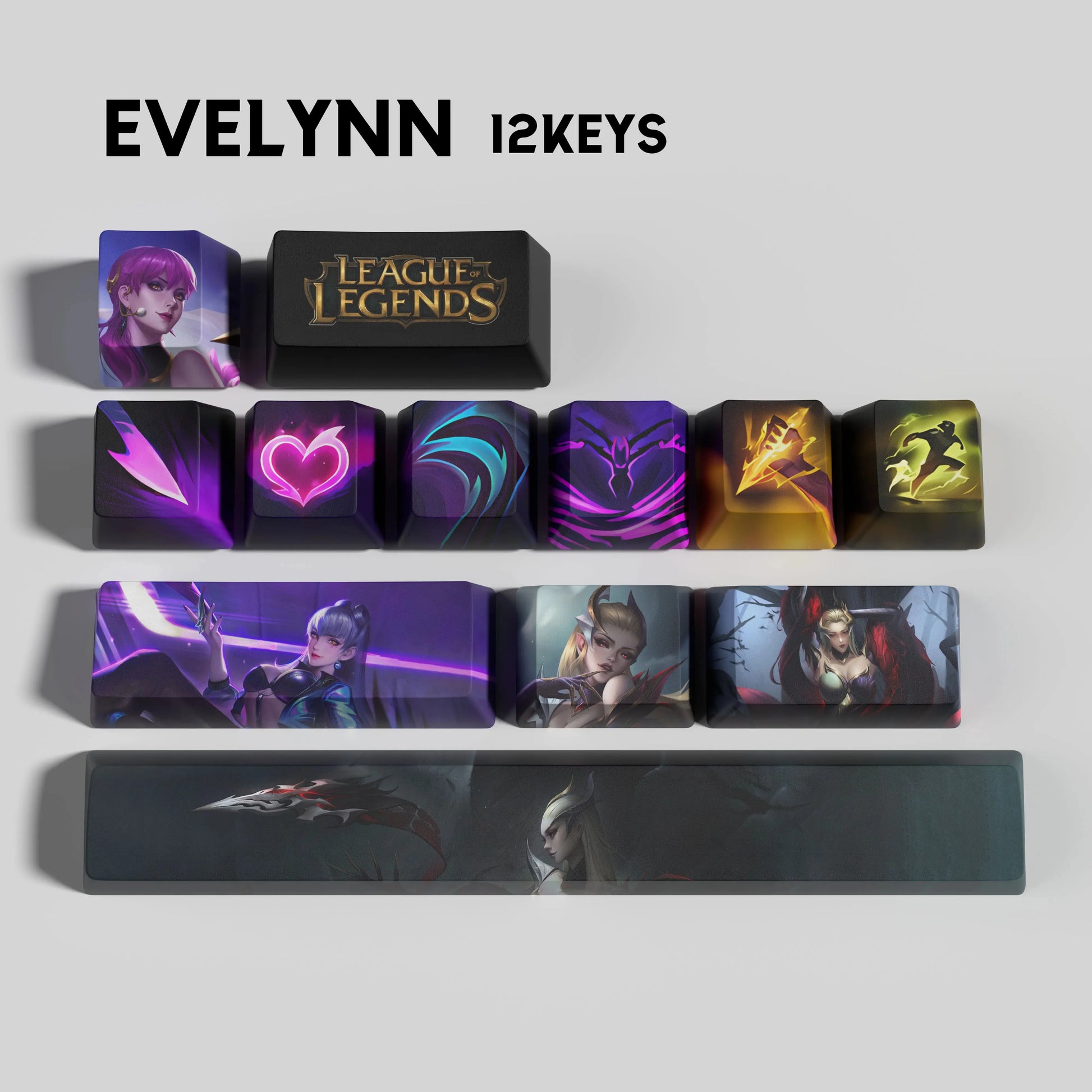 SPECIAL EDITION LEAGUE OF LEGENDS Evelynn KEYCAPS – 30, 14, 12 keys
