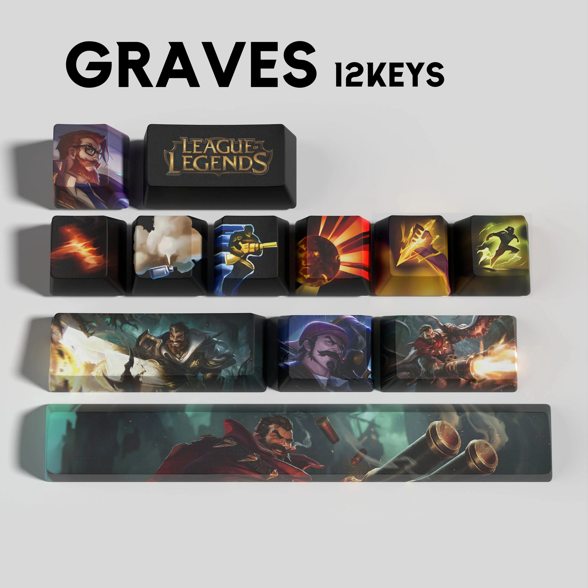 SPECIAL EDITION LEAGUE OF LEGENDS Graves KEYCAPS – 30, 14, 12 keys