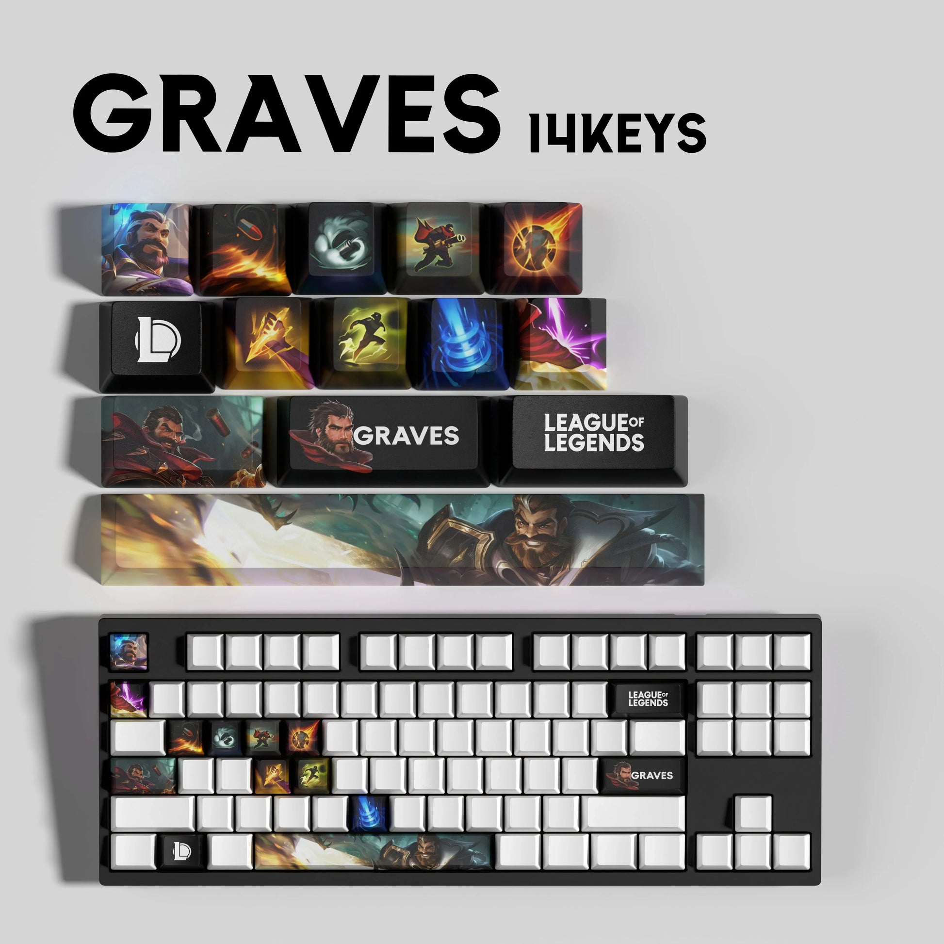 SPECIAL EDITION LEAGUE OF LEGENDS Graves KEYCAPS – 30, 14, 12 keys