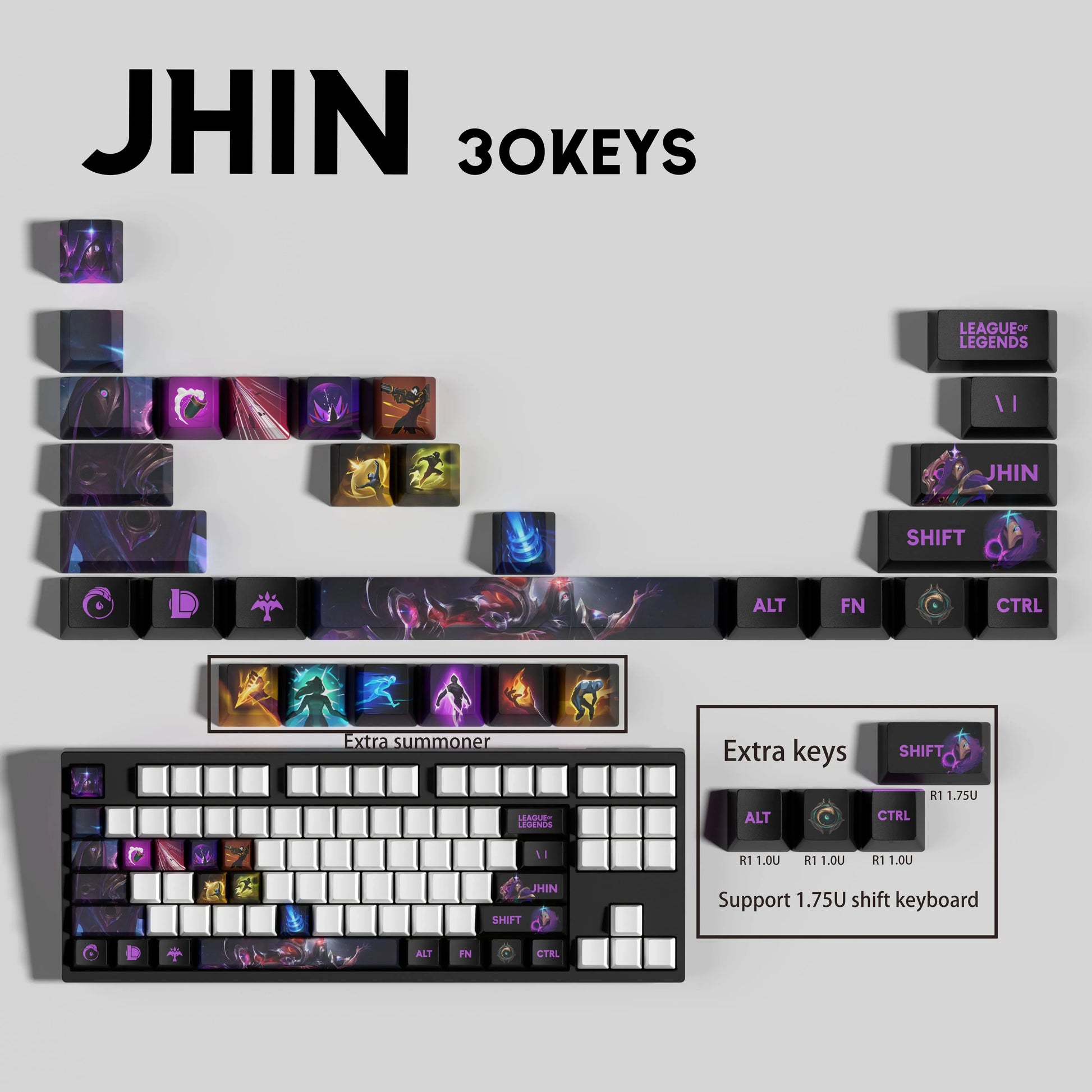 SPECIAL EDITION LEAGUE OF LEGENDS Jhin KEYCAPS – 30, 14, 12 keys