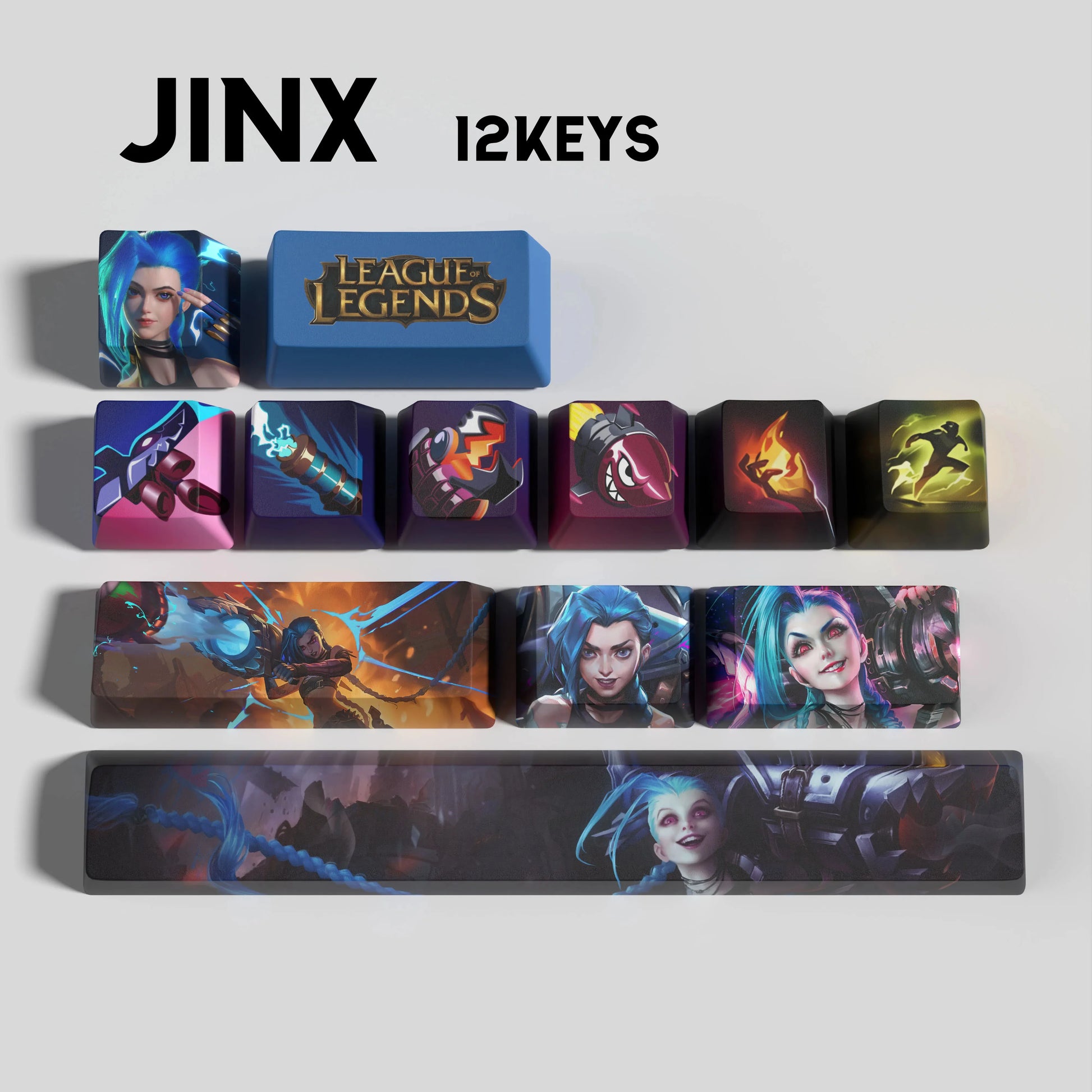SPECIAL EDITION LEAGUE OF LEGENDS Jinx KEYCAPS – 30, 14, 12 keys