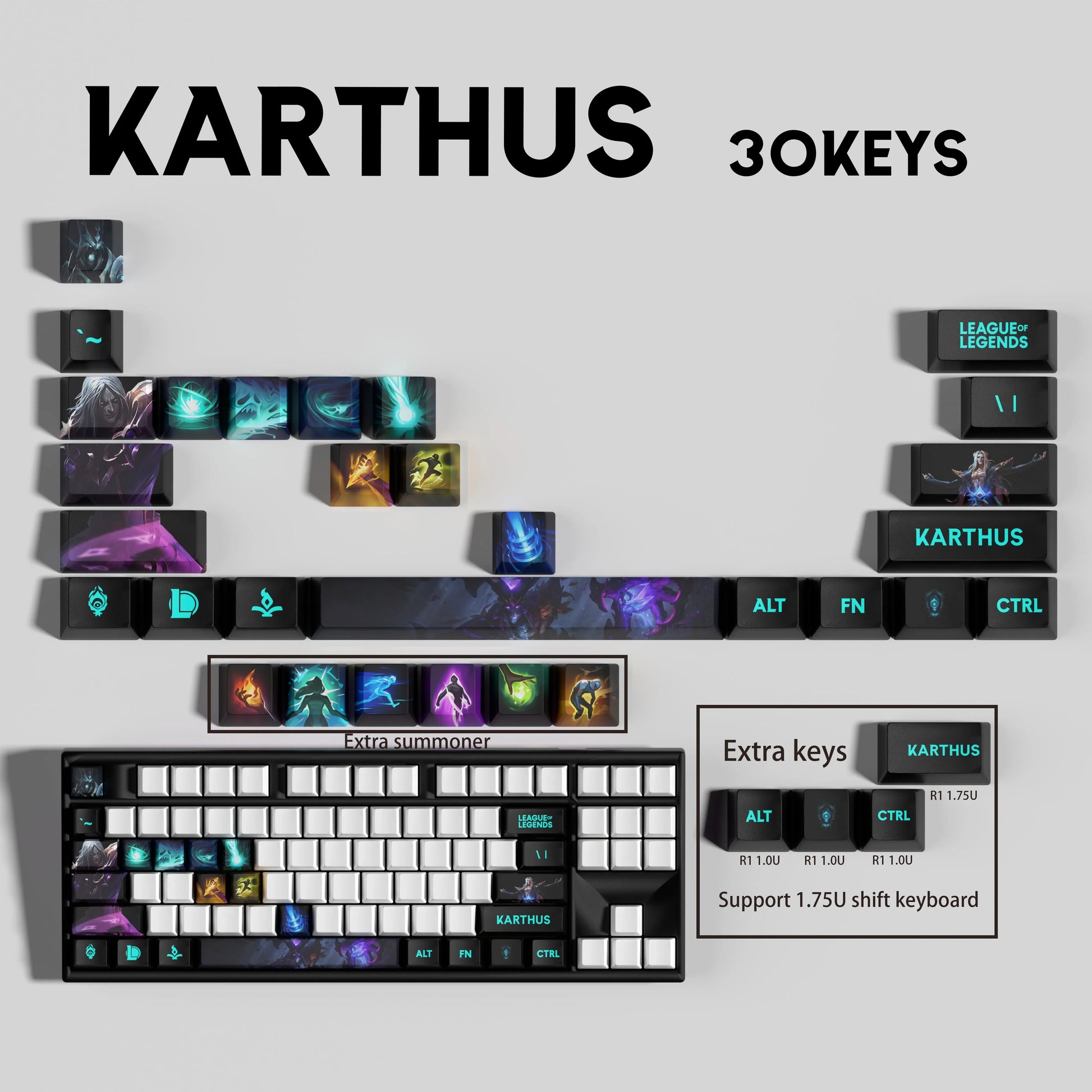 SPECIAL EDITION LEAGUE OF LEGENDS Karthus KEYCAPS – 30, 14 keys