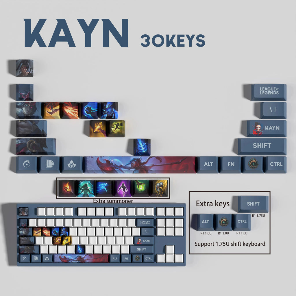 SPECIAL EDITION LEAGUE OF LEGENDS Kayn KEYCAPS – 30, 14, 12 keys