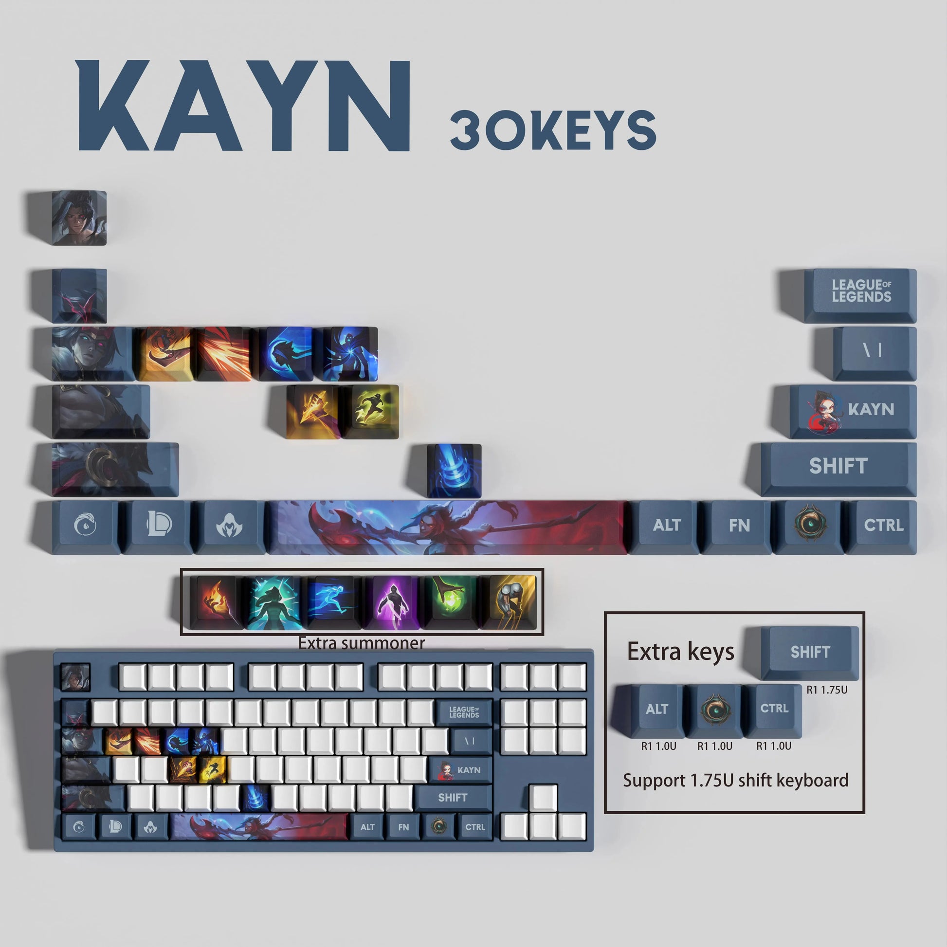 SPECIAL EDITION LEAGUE OF LEGENDS Kayn KEYCAPS – 30, 14, 12 keys