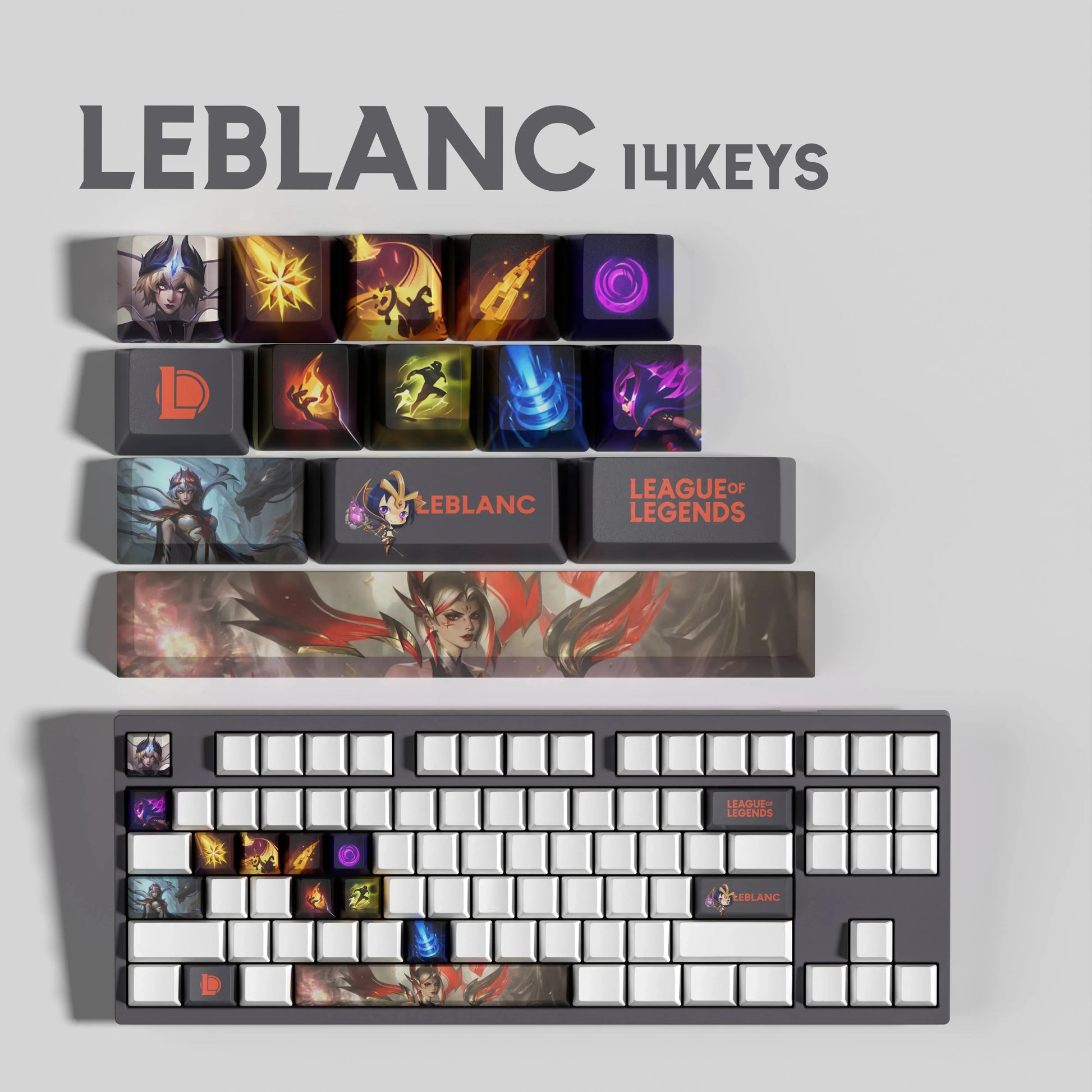 SPECIAL EDITION LEAGUE OF LEGENDS Leblanc KEYCAPS – 30, 14, 12 keys