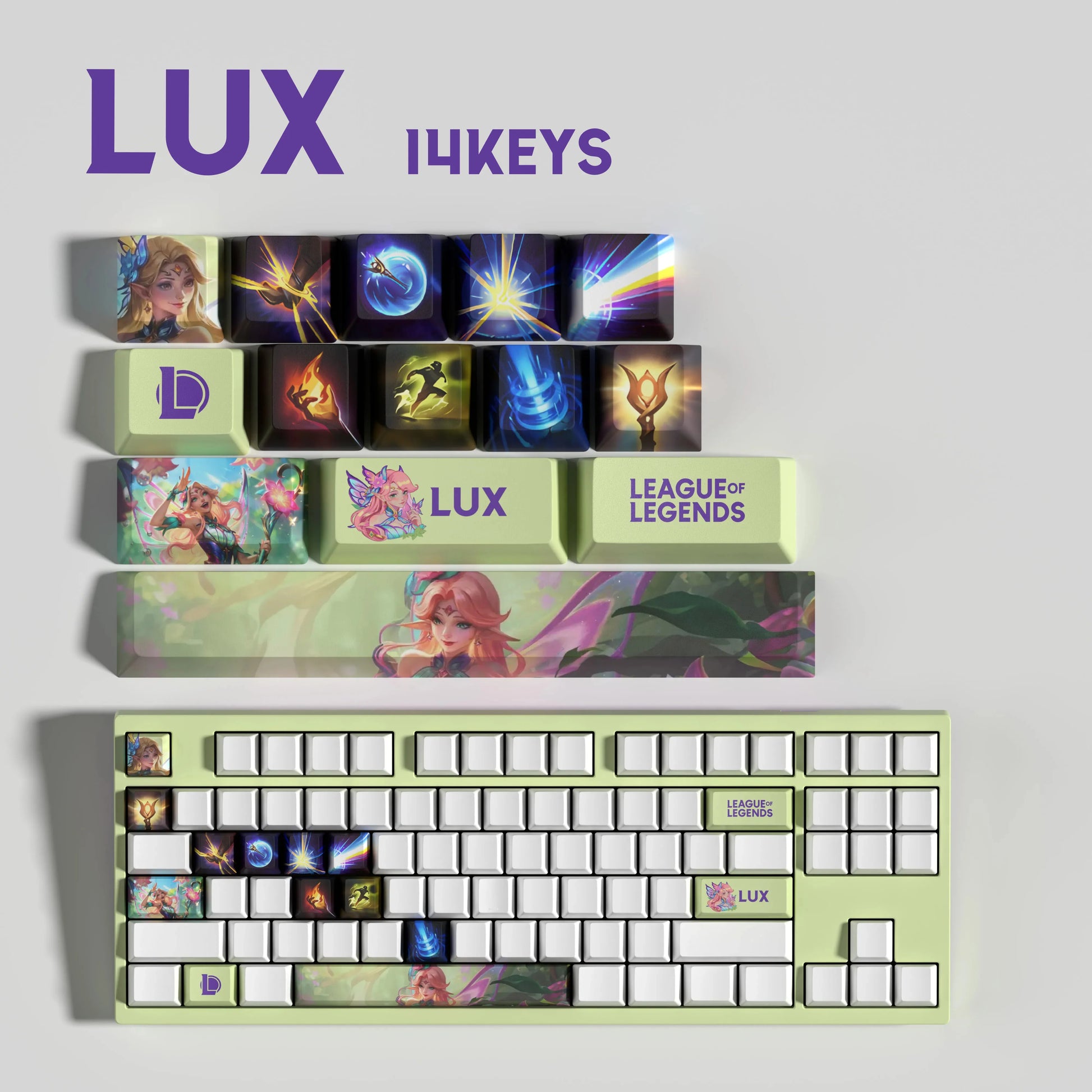 SPECIAL EDITION LEAGUE OF LEGENDS Lux KEYCAPS – 30, 14, 12 keys