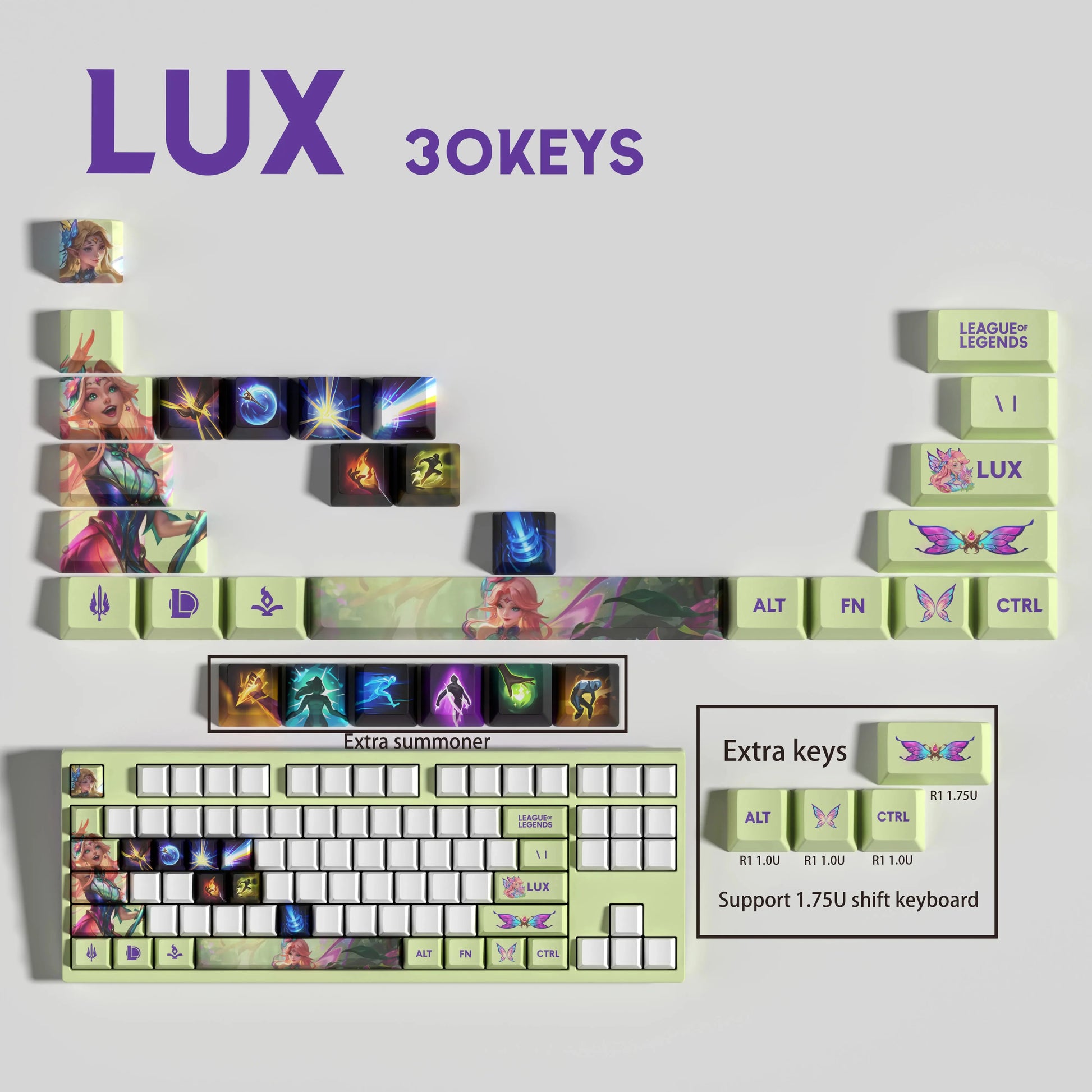 SPECIAL EDITION LEAGUE OF LEGENDS Lux KEYCAPS – 30, 14, 12 keys