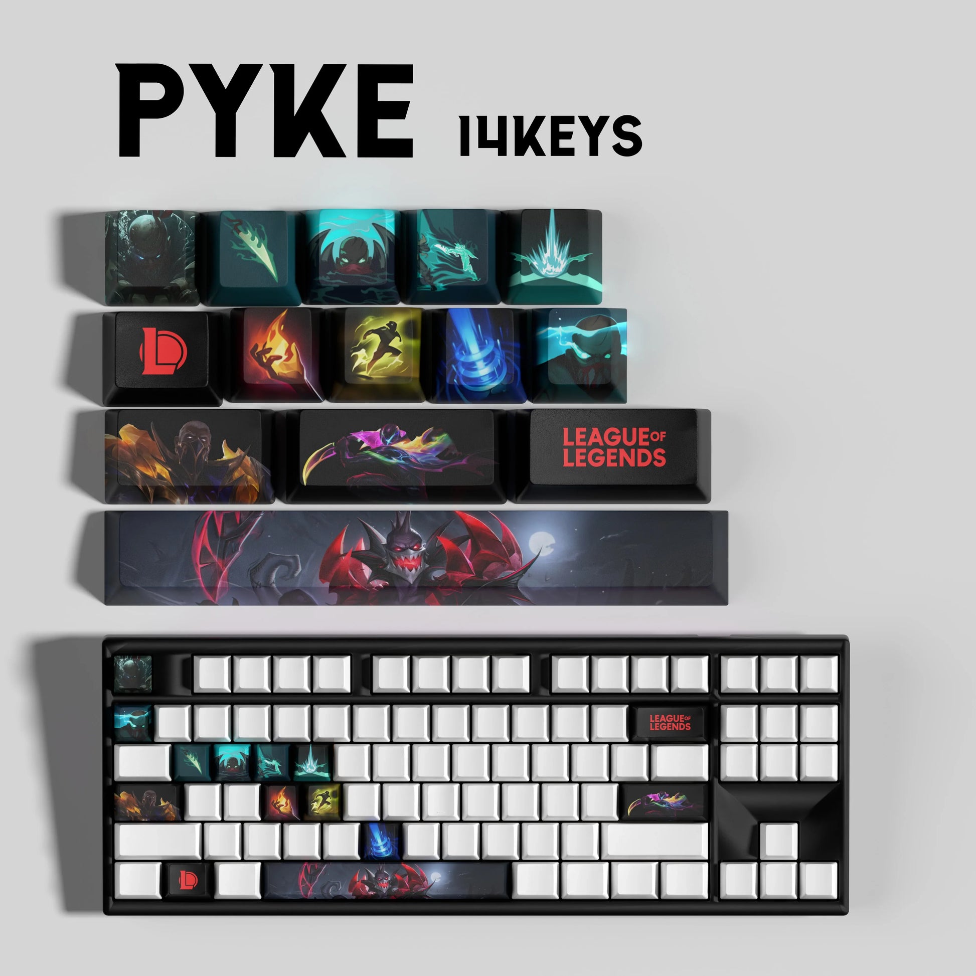 SPECIAL EDITION LEAGUE OF LEGENDS Pyke KEYCAPS – 30, 14, 12 keys