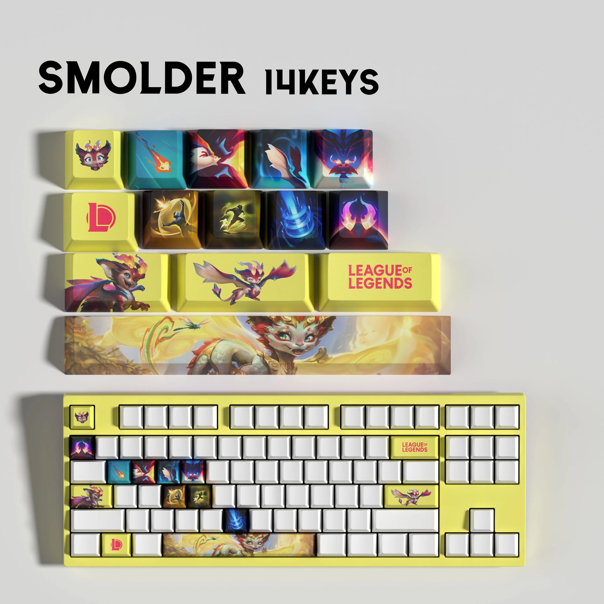 Special Edition League of Legends Smolder Keycaps – 30, 14 Keys