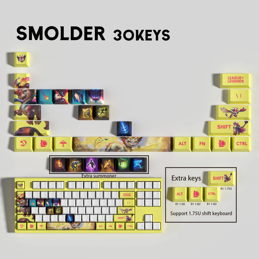 Special Edition League of Legends Smolder Keycaps – 30, 14 Keys