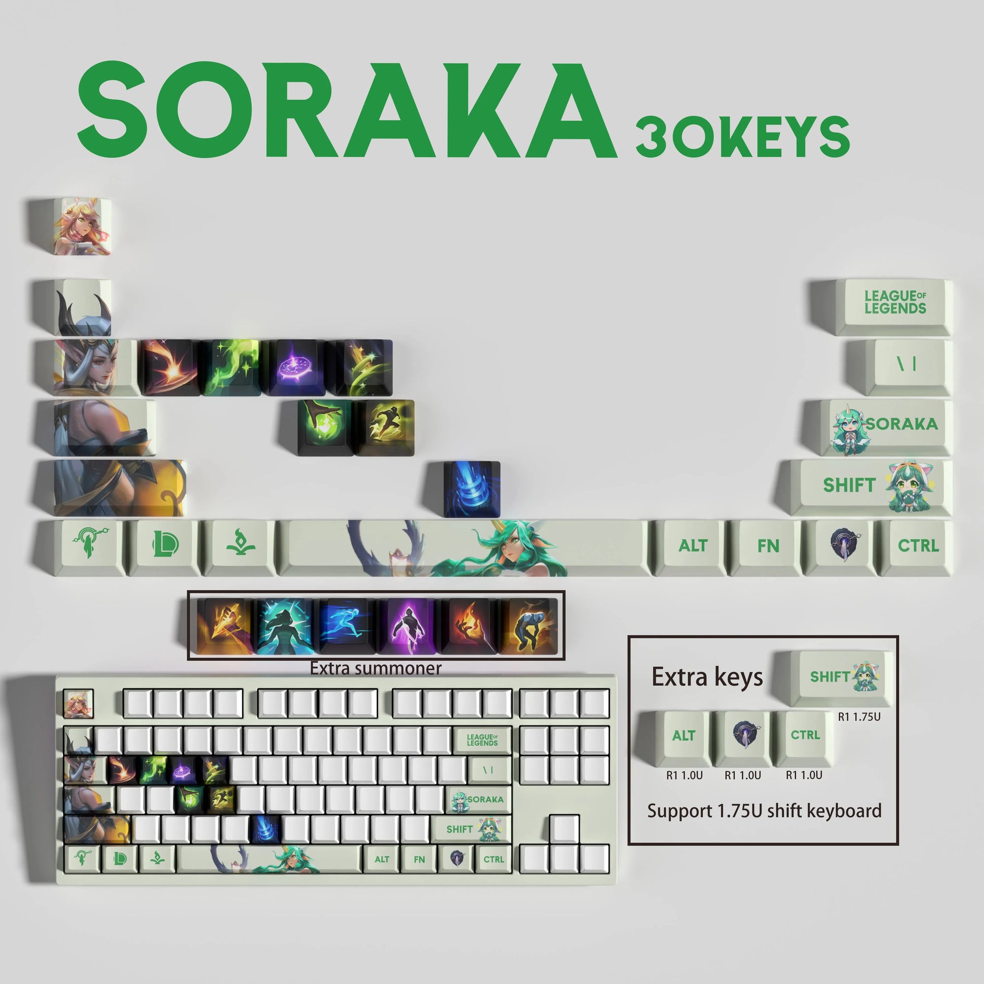 SPECIAL EDITION LEAGUE OF LEGENDS Soraka KEYCAPS – 30, 14, 12 keys