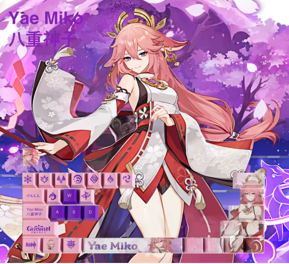 Genshin Impact Yae Miko Keycaps – Limited Edition (29 Keys)