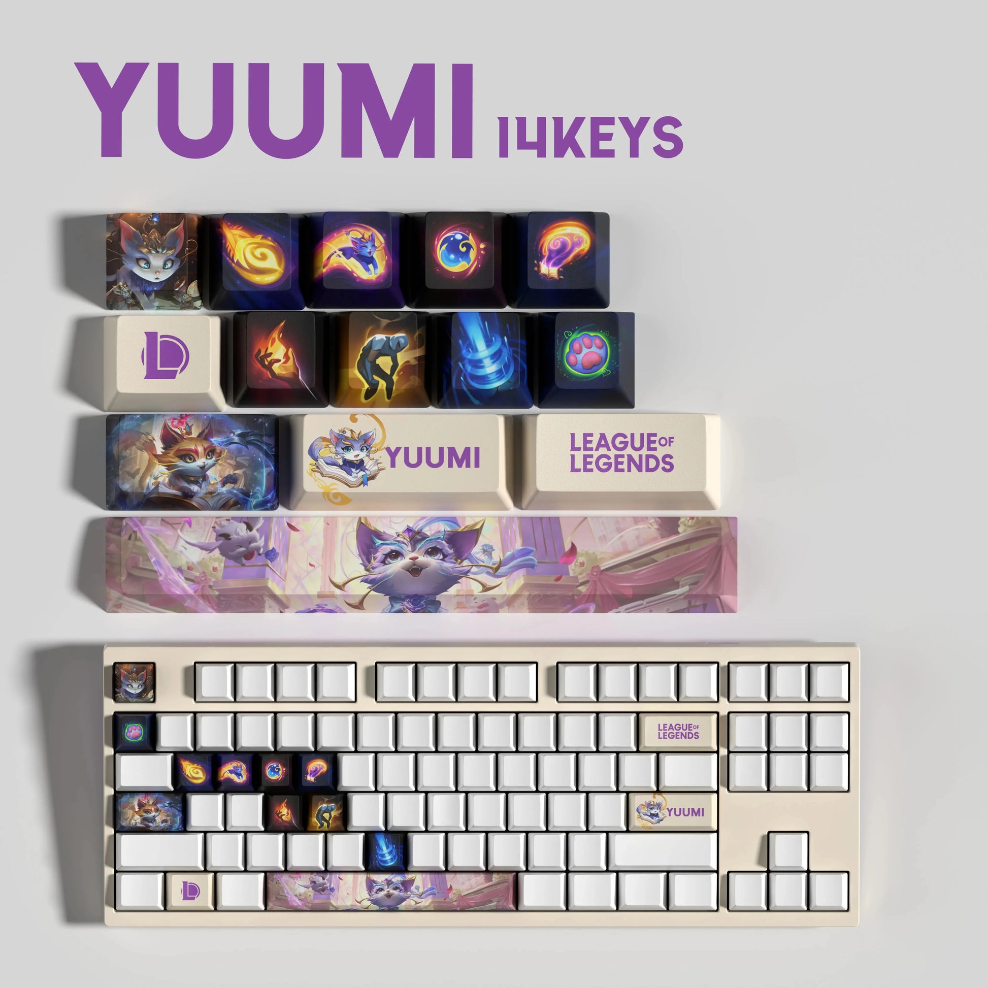 SPECIAL EDITION LEAGUE OF LEGENDS Yuumi KEYCAPS – 30, 14, 12 keys