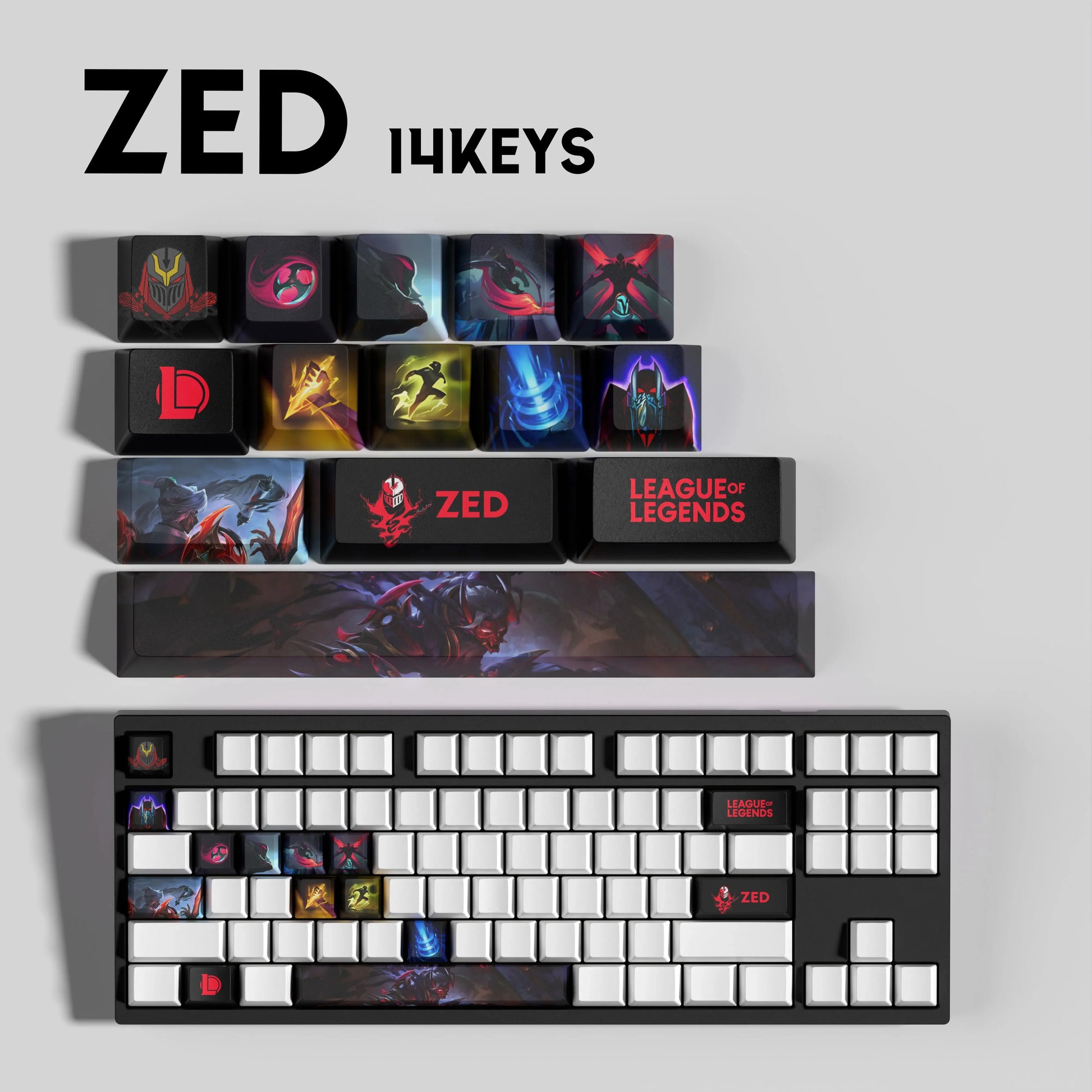 SPECIAL EDITION LEAGUE OF LEGENDS Zed KEYCAPS – 30, 14, 12 keys