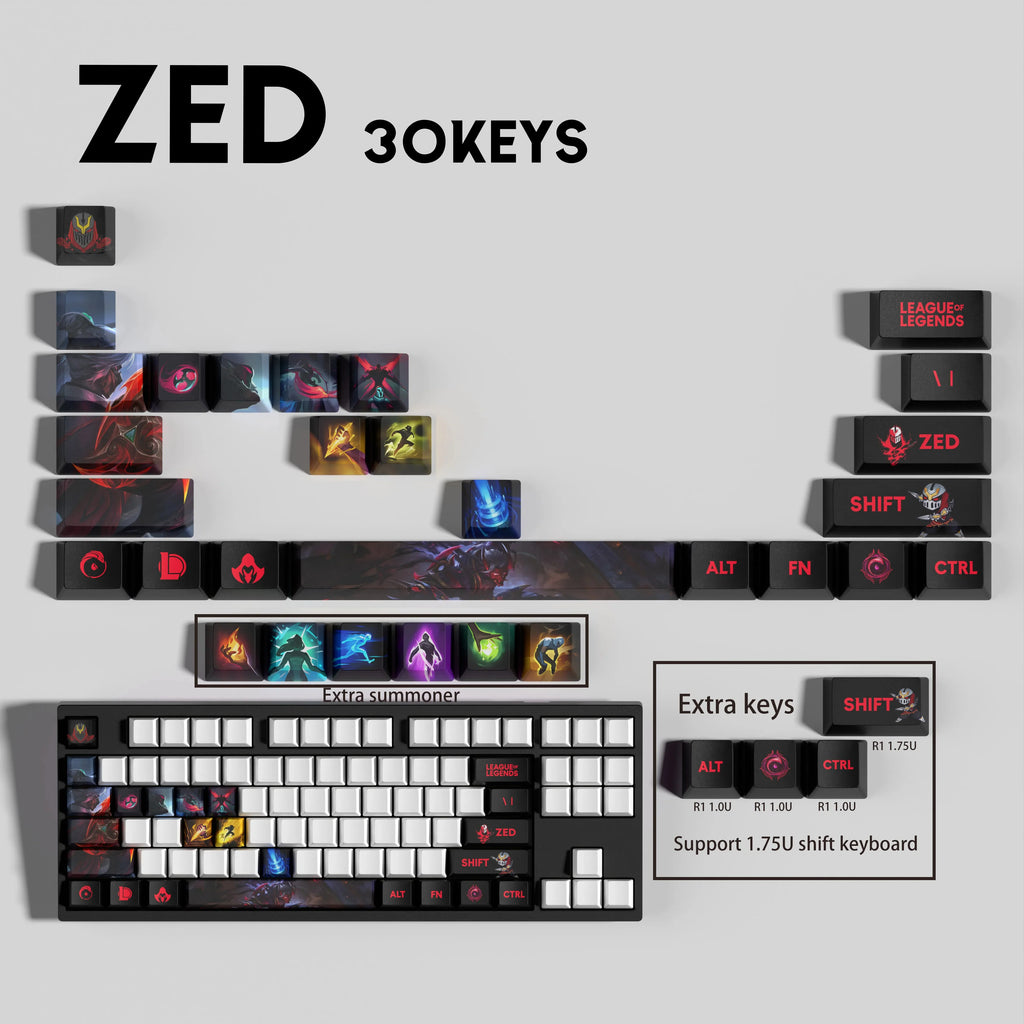 SPECIAL EDITION LEAGUE OF LEGENDS Zed KEYCAPS – 30, 14, 12 keys