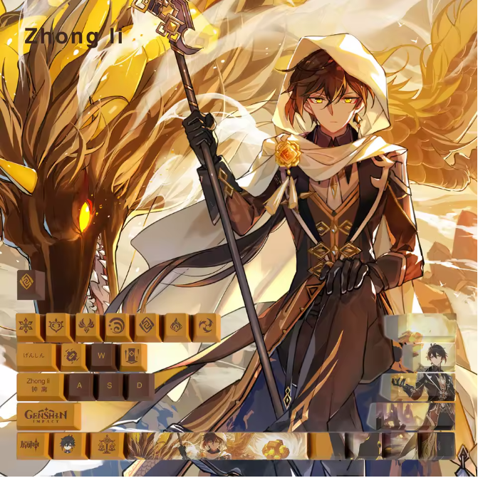 Genshin Impact Zhong Li Keycaps – Limited Edition (29 Keys)